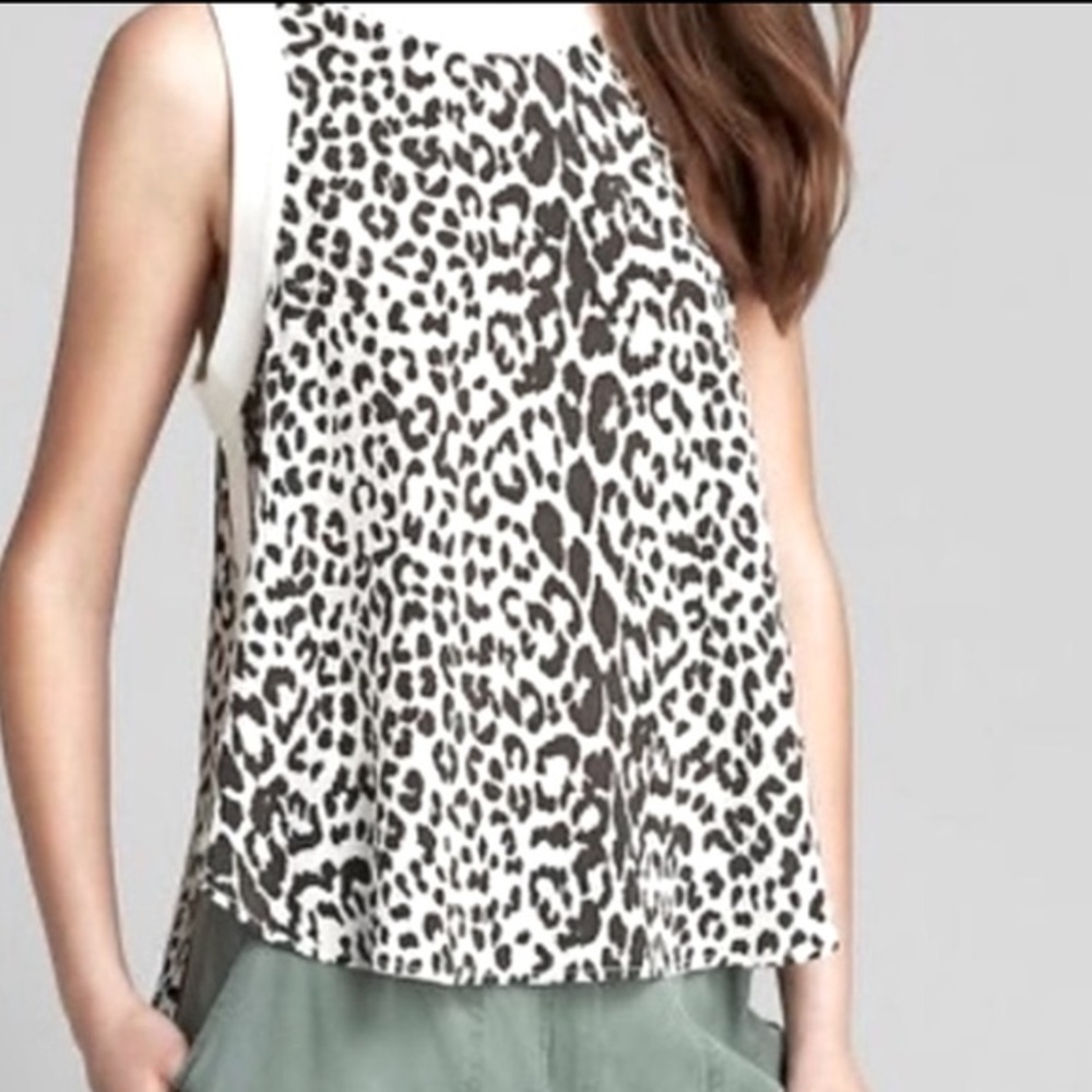 Elizabeth&James Leopard Print Silk Tank Top in beige sleeveless tank